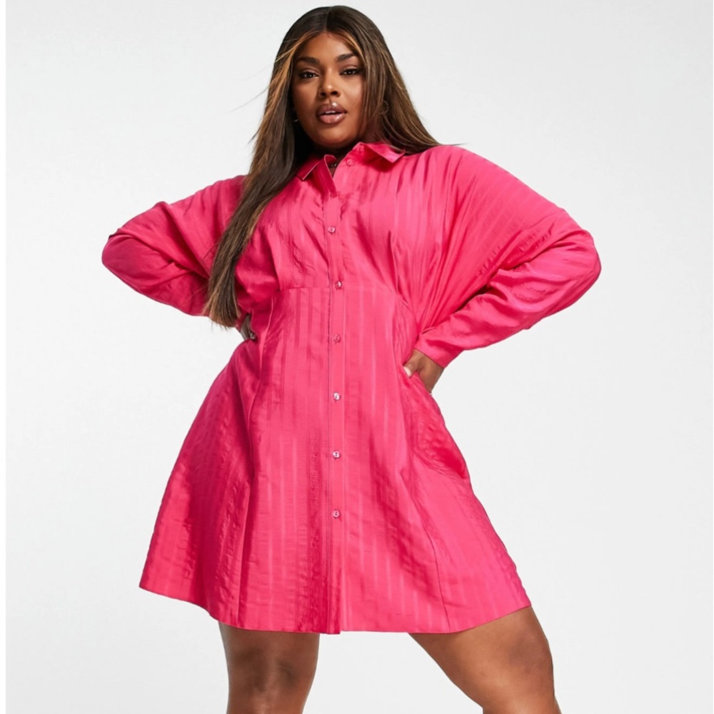 ASOS Curve Long Sleeve Mini Shirt Dress